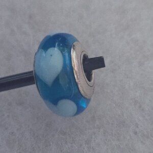 Blue Love Hearts Murano Glass Pandora Charm